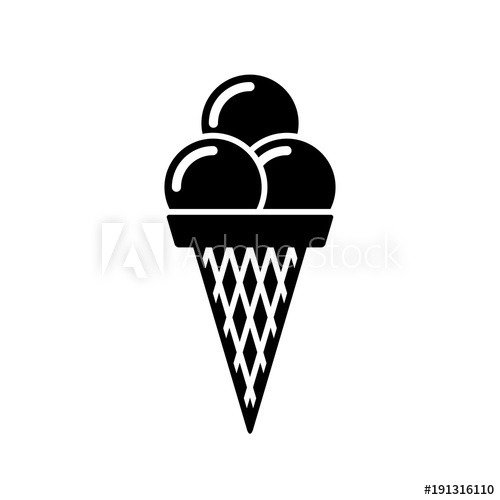 500x500 Ice Cream Cone Icon Black, Minimalist Icon Isolated On White