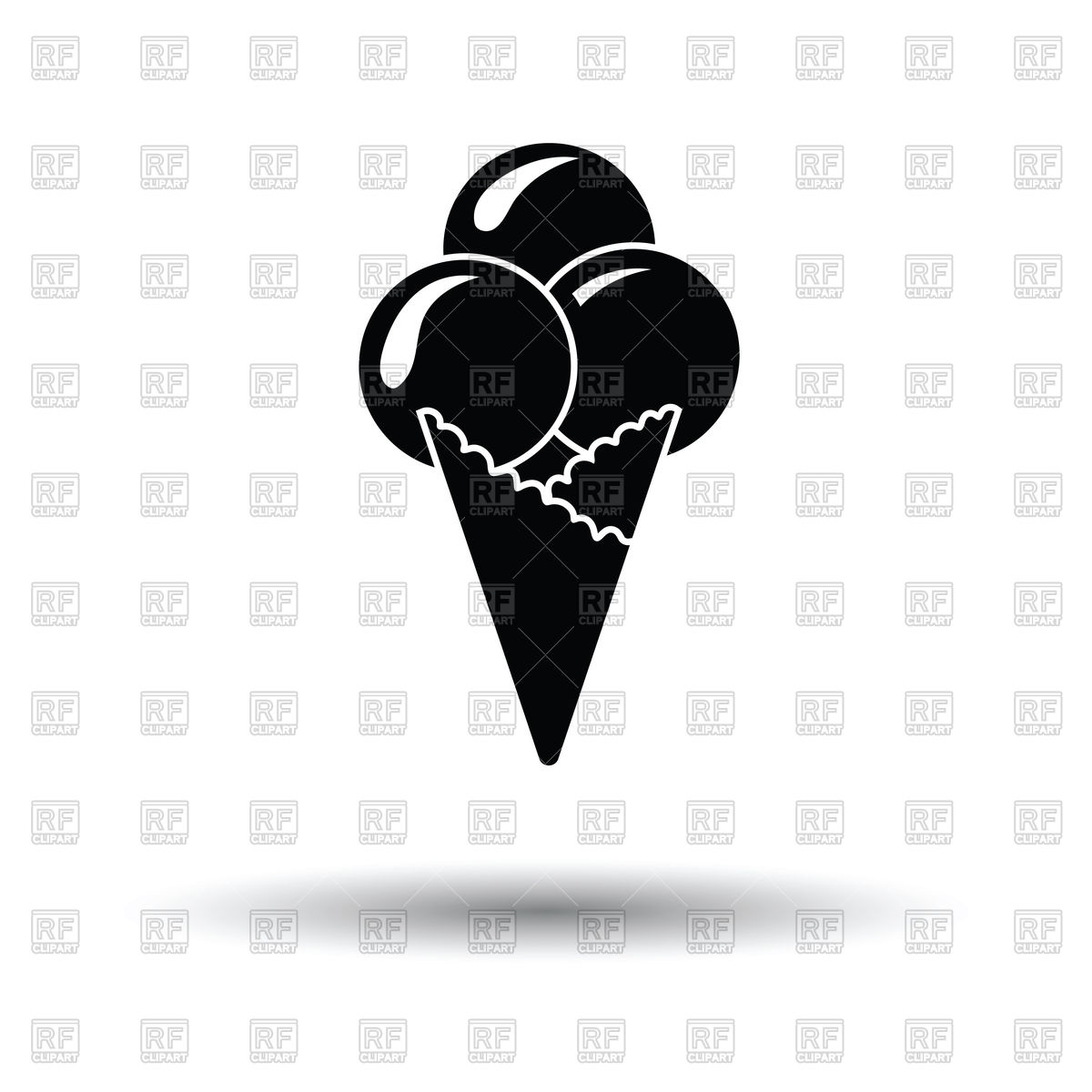 1200x1200 Silhouette Of Ice Cream Cone Icon On White Background Vector Image