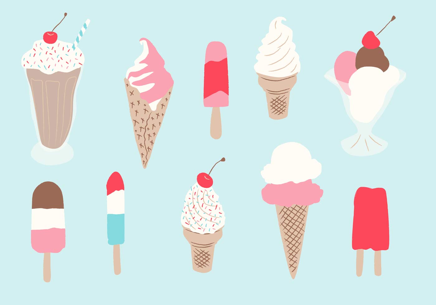 1400x980 Hand Drawn Ice Cream And Popsicles