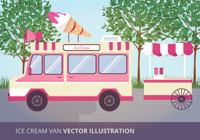 700x490 Ice Cream Van Vector Illustration