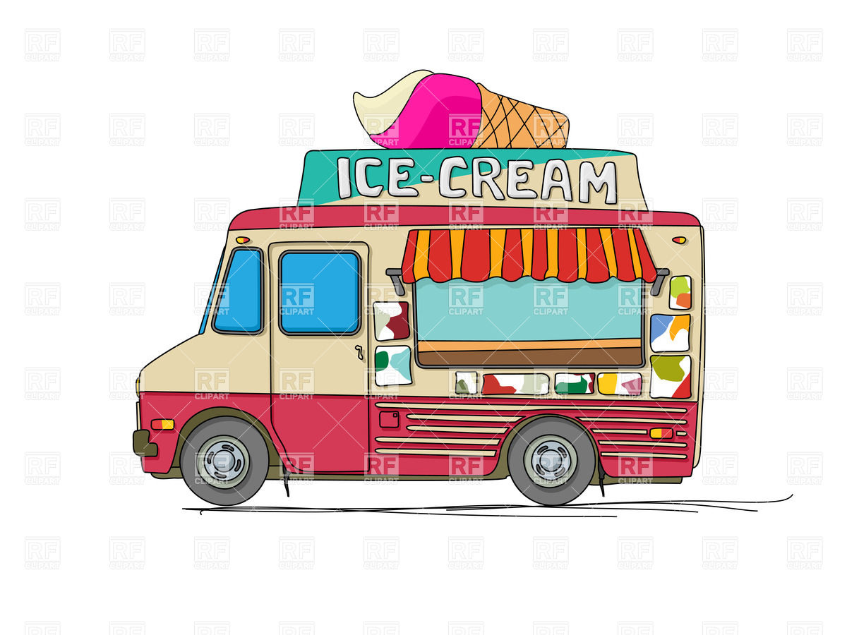 1200x900 Ice Cream Delivery Cartoon Van Vector Image Of Food And Beverages