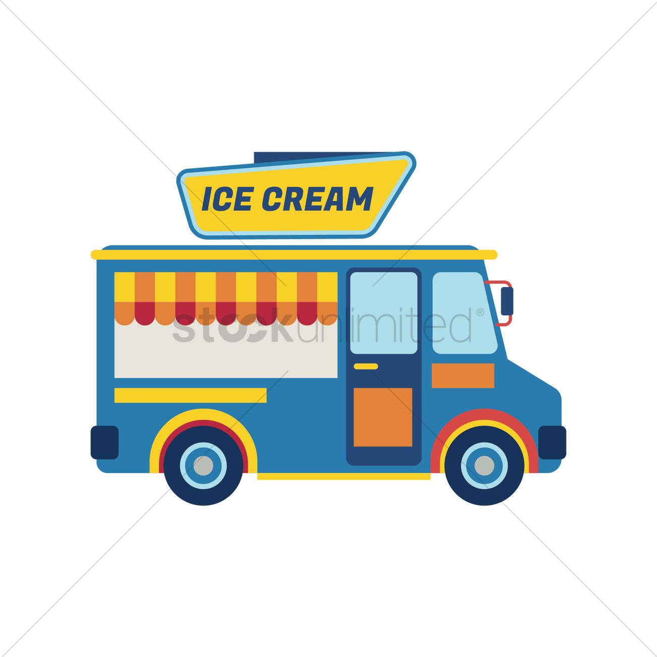 1300x1300 Ice Cream Truck Vector Image