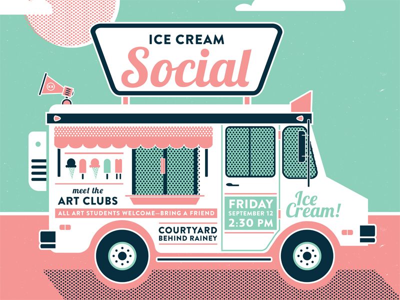 800x600 Ice Cream Truck Illustration For A Poster Vector Graphic