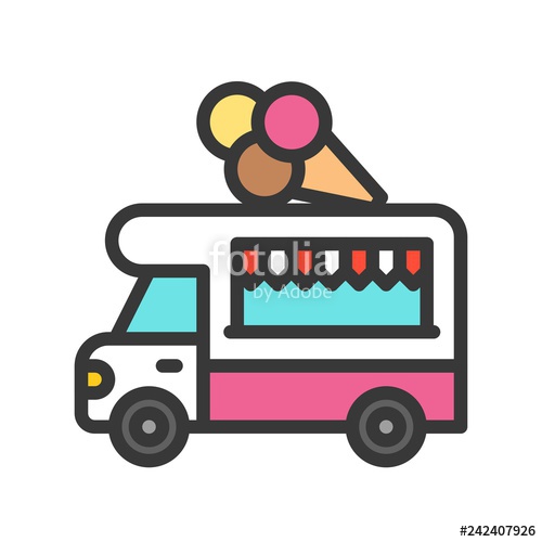 500x500 Ice Cream Truck Vector, Food Truck Filled Style Editable Stroke