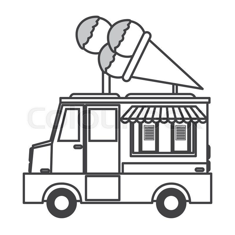 800x800 Flat Design Ice Cream Truck Icon Stock Vector Colourbox