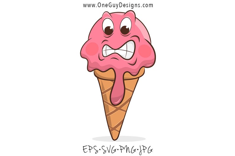 794x529 Hand Drawn Angry Cartoon Ice Cream Vector Illustration Etsy