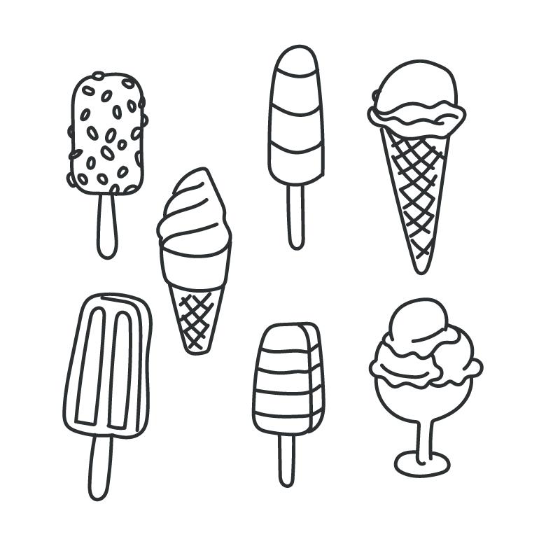 780x780 Ice Cream Vector Doodles