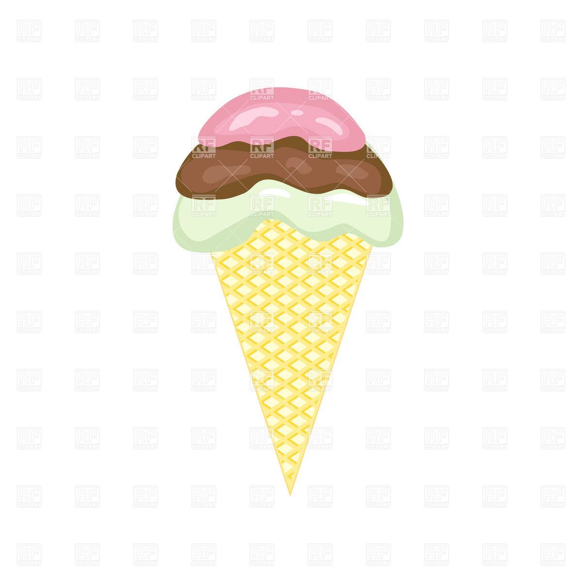 1200x1200 Waffle Cone Ice Cream With Three Levels Of Cream Vector Image