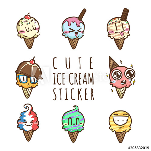 500x500 Cute Ice Cream Vector Cartoon