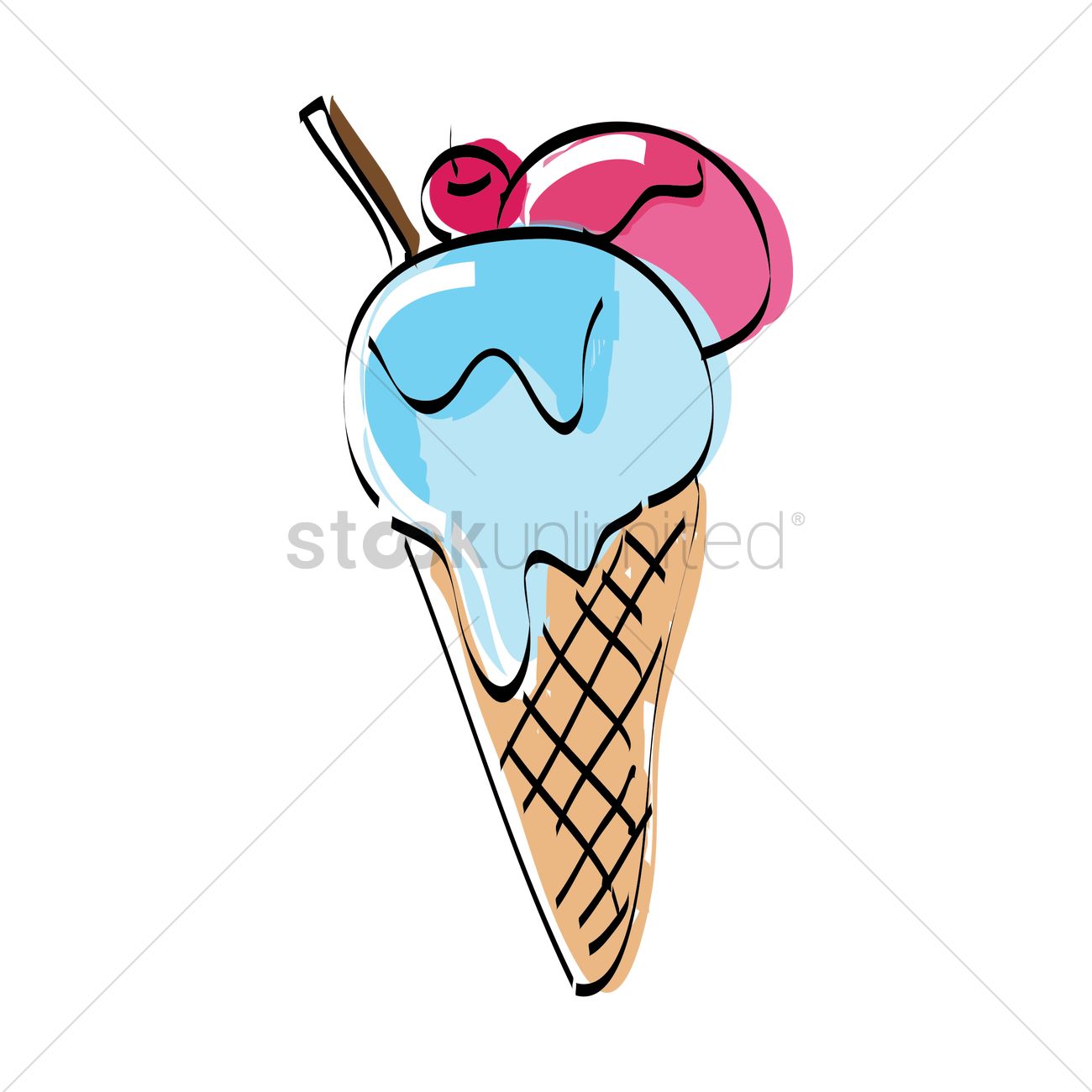 1300x1300 Cone Ice Cream Vector Image