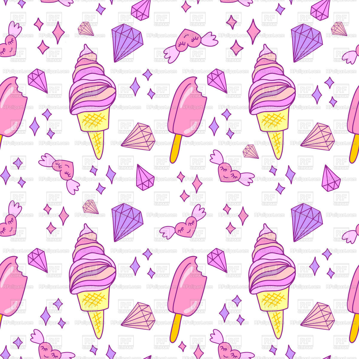 1200x1200 Cute Pink Seamless Pattern With Ice Cream Vector Image