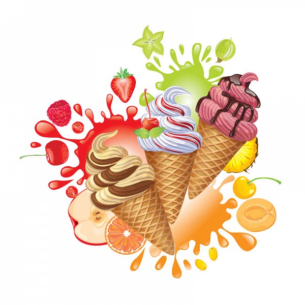 600x600 Fruity Ice Cream Vector Set