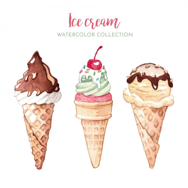 626x626 Watercolor Illustration Of Ice Cream Vector Free Download
