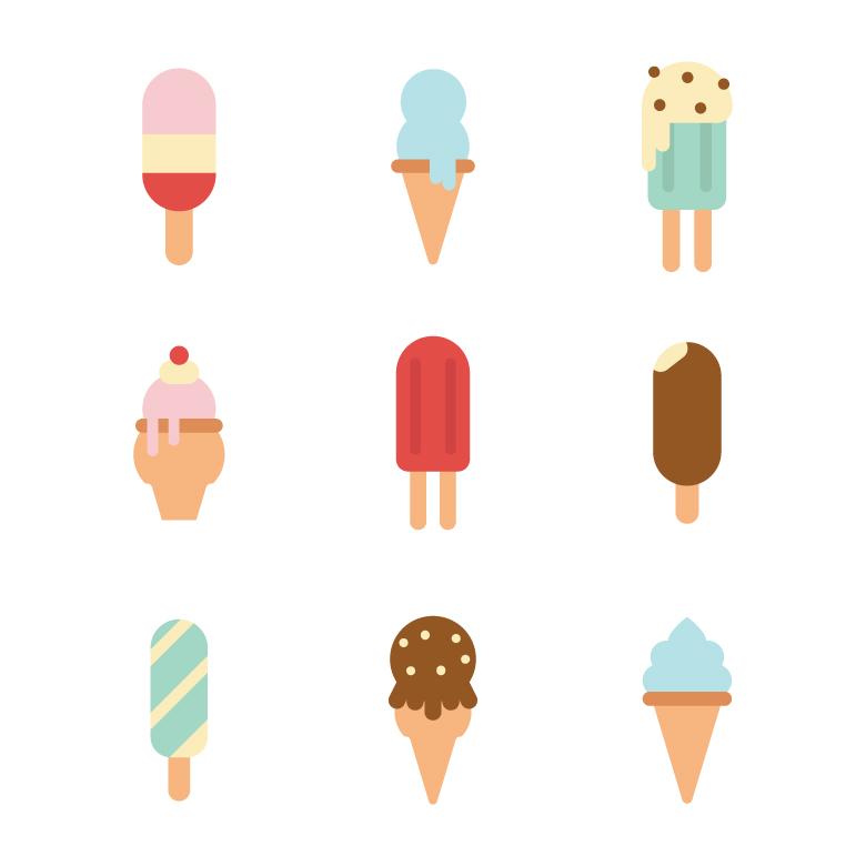 780x780 Flat Ice Creams Vector Illustration
