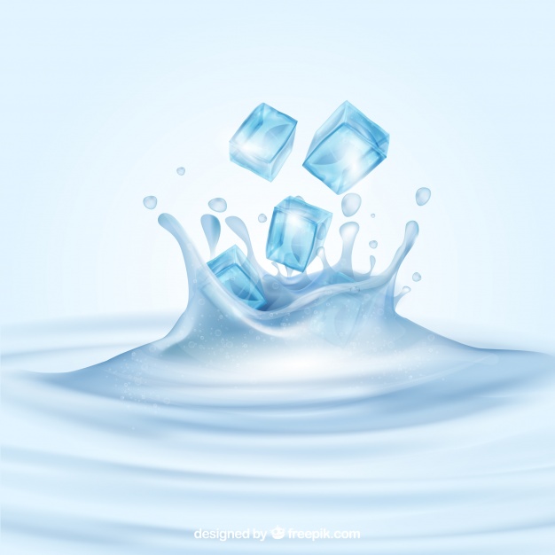 626x626 Realistic Background With Ice Cubes And Water Splash Vector Free