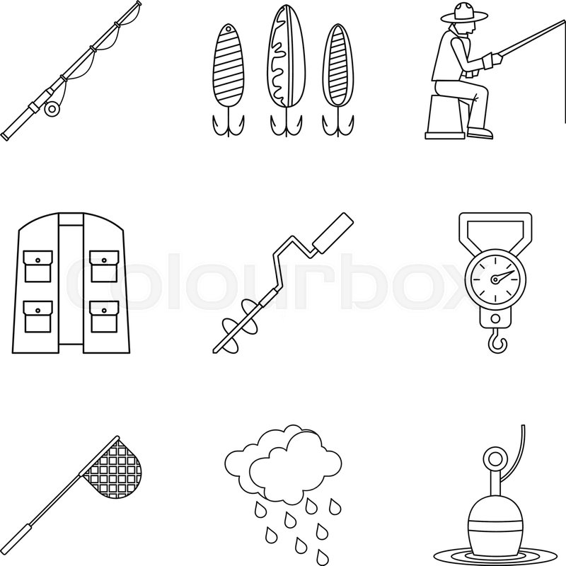 800x800 Ice Fishing Icons Set Outline Set Of Stock Vector Colourbox