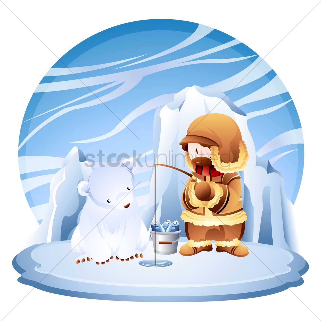 1300x1300 Jesus Ice Fishing Vector Image