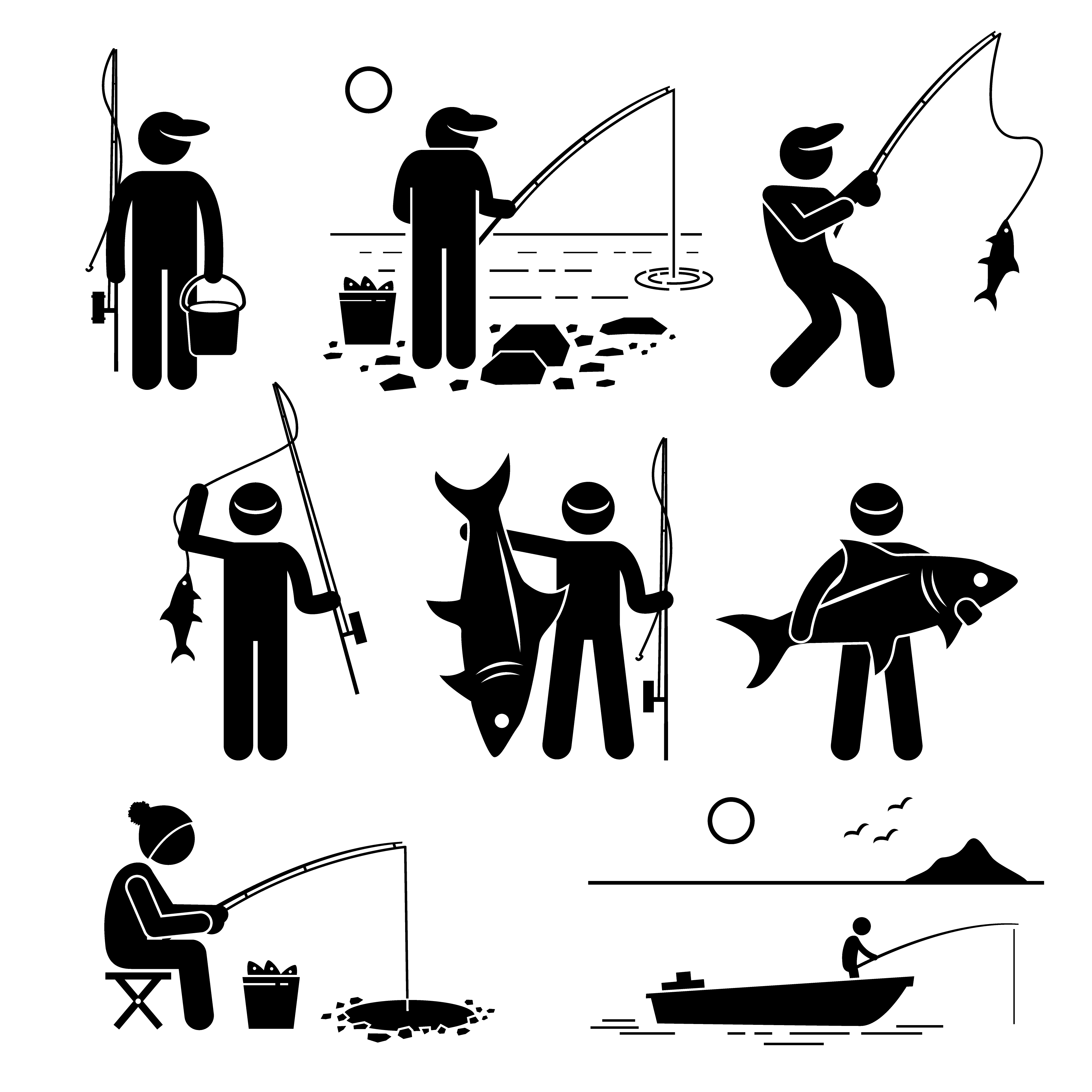 4000x4000 Man Ice Fishing Free Vector Art