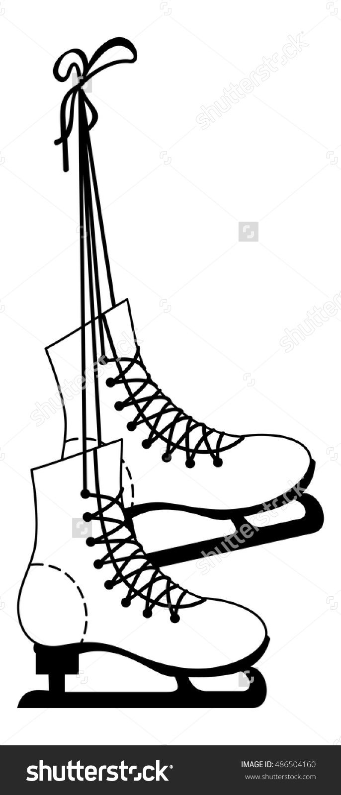 686x1600 Ice Skate Boots Contour Vector Clip Art Skating In Ice