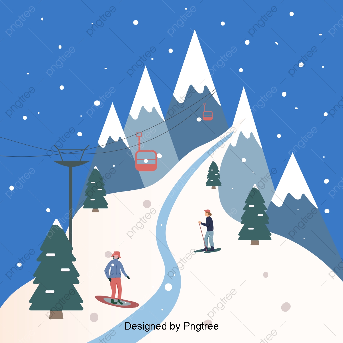 1200x1200 Hand Drawn Vector Snow And Ice World Background, Illustrations