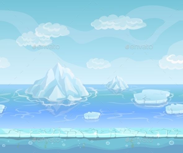 590x492 Cartoon Winter Landscape With Iceberg Seamless