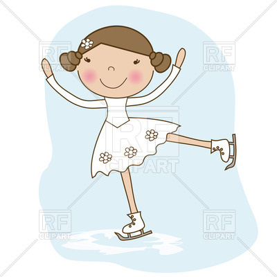 400x400 Little Skater, Girl Skating On Ice Vector Image Of People