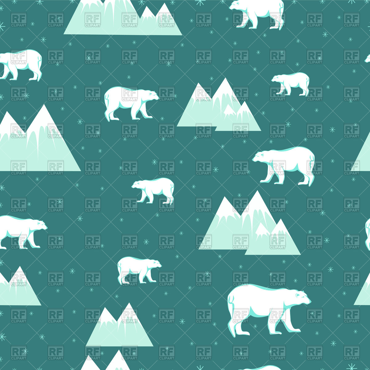 1200x1200 Seamless Background With Arctic Polar Bears And Ice Vector Image