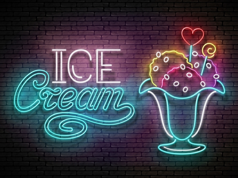 800x600 Ice Cream Neon Poster, Vector Art