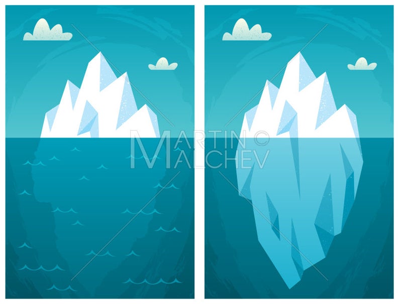 794x605 Iceberg Vector Cartoon Illustration Ice Sea Ocean Water Etsy