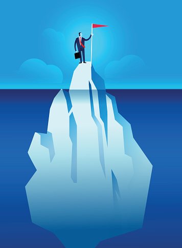356x484 Business Man With Flag On The Iceberg Vector Illustration Stock