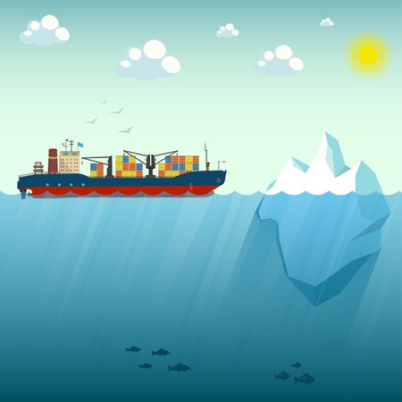 450x450 Container Ship Near The Iceberg Vector Illustration
