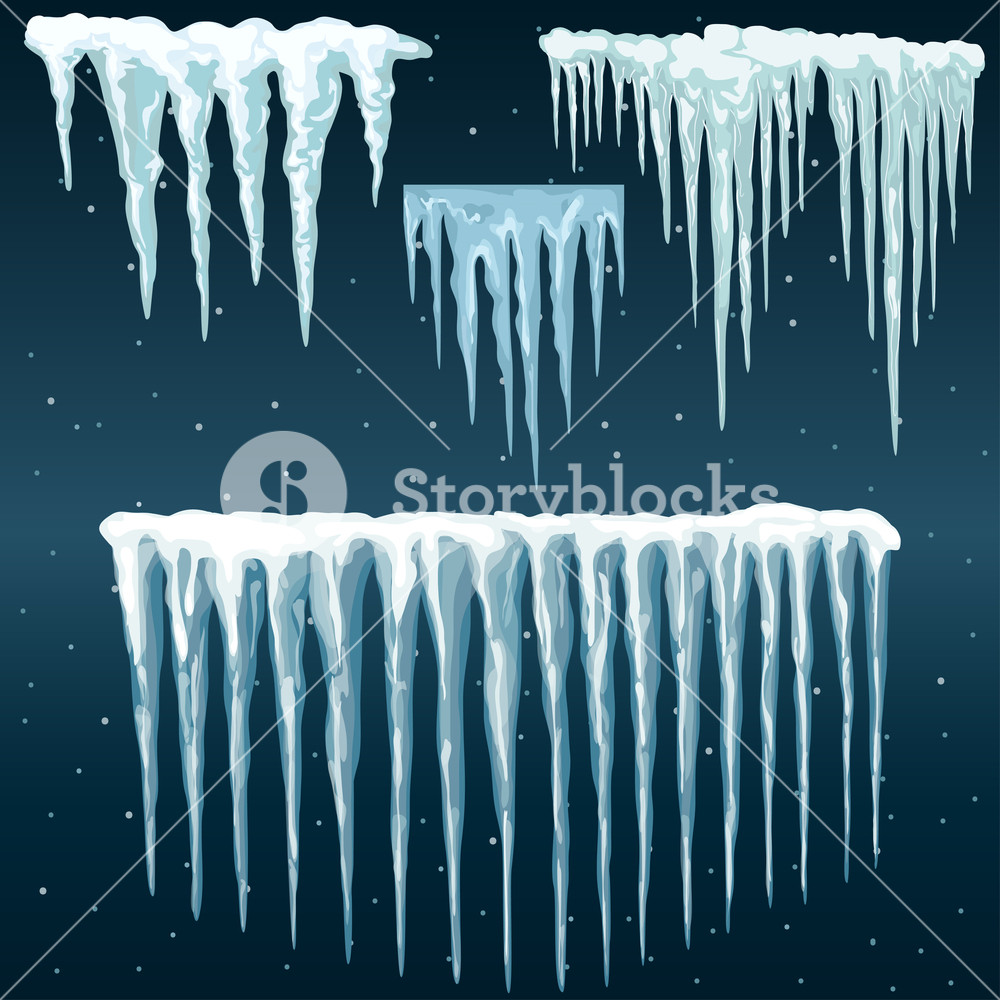 Snowdrifts, Icicles, Ice Caps Set, Snowcap And Snowflakes Vector 1000x1000 Snowdrifts, Icicles, Ice Caps Set, Snowcap And Snowflakes Vector