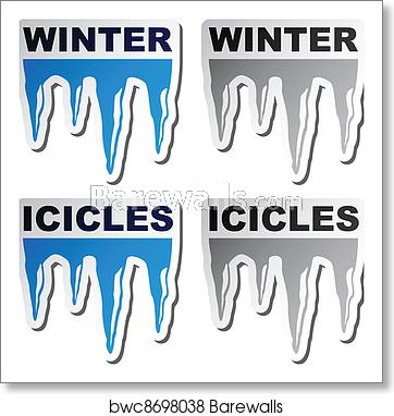 Vector Winter Blue Icicle Stickers, Art Print Barewalls Posters 362x382 Vector Winter Blue Icicle Stickers, Art Print Barewalls Posters