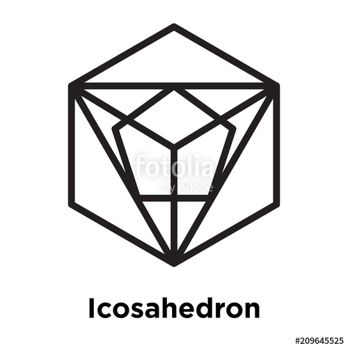 500x500 Icosahedron Icon Vector Sign And Symbol Isolated On White