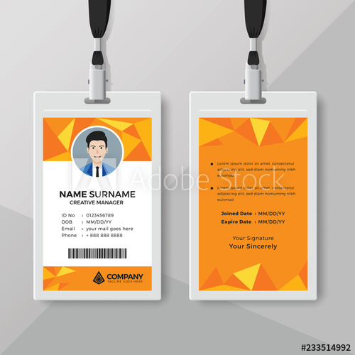 500x500 Creative Id Card Template With Orange Geometric Background