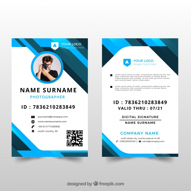 Id Card Template With Flat Design Vector Free Download 626x626 Id Card Template With Flat Design Vector Free Download
