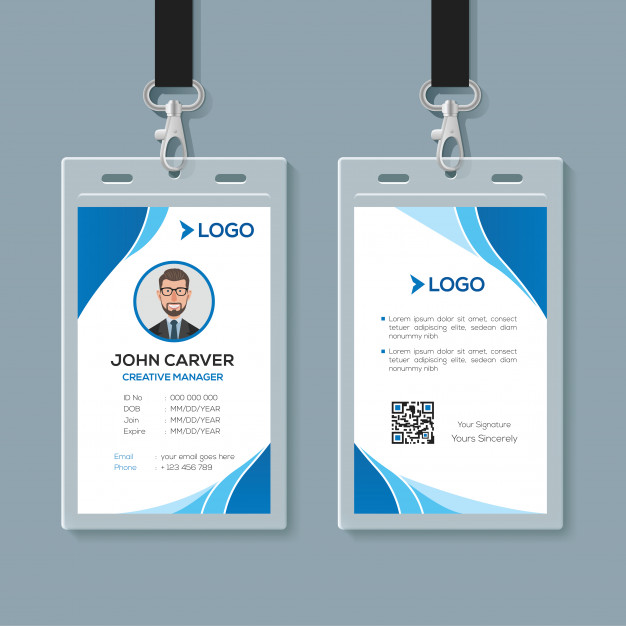 Simple Blue Office Id Card Template Premium Vector 626x626 Simple Blue Office Id Card Template Premium Vector