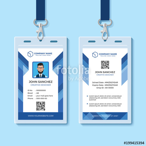 Blue Employee Id Card Design Template Stock Image And Royalty 500x500 Blue Employee Id Card Design Template Stock Image And Royalty