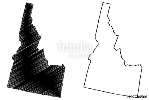 500x334 Idaho Map Vector Illustration, Scribble Sketch Idaho Map Stock