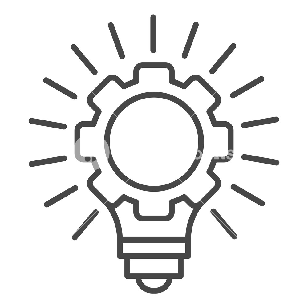 1000x1000 Gear Wheel Bulb Idea Icon Outline Gear Wheel Bulb Idea Vector