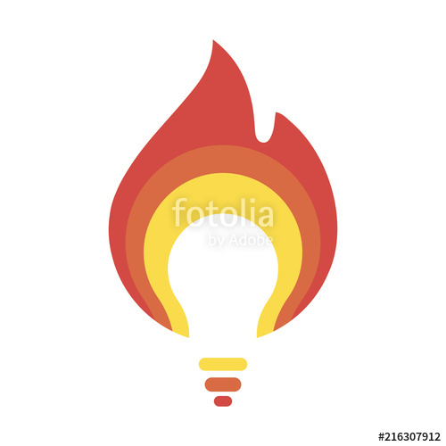 500x500 Lightbulb In Fire Vector Icon Bulb Logo New Idea Vector Icon