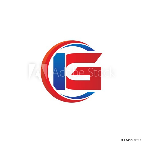 500x500 Ig Logo Vector Modern Initial Swoosh Circle Blue And Red