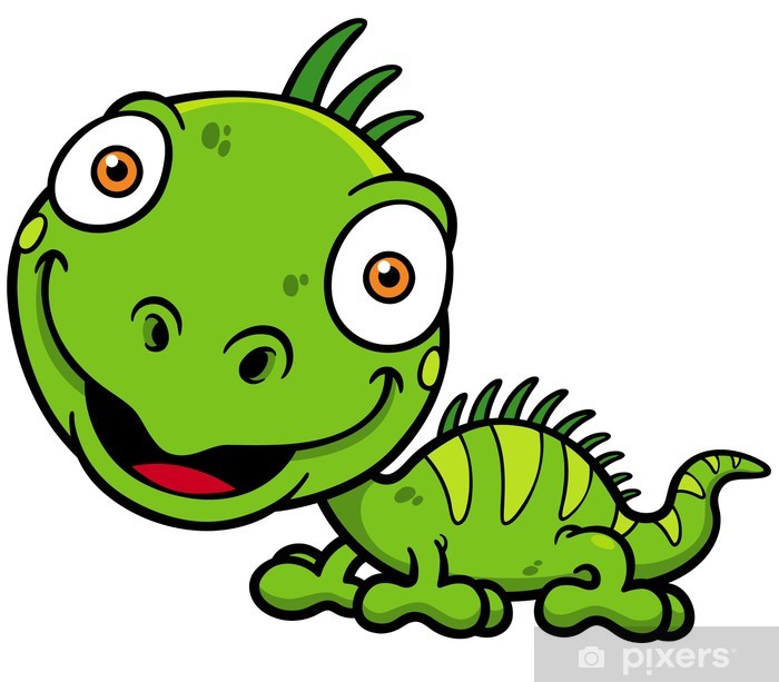 700x613 Vector Illustrations Of Cartoon Green Iguana Wall Mural Pixers