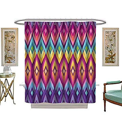 425x439 Shower Curtains Mildew Resistant Rainbow Ikat Vector