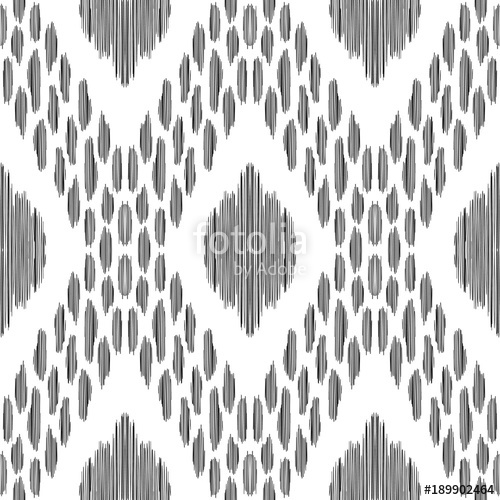 500x500 Ikat Seamless Pattern Vector Background Black And White Texture