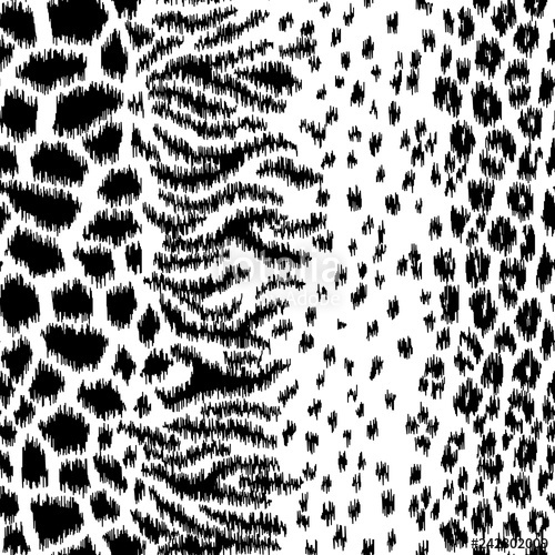 500x500 Black And White Abstract Animal Print Ikat Vector Seamless Pattern