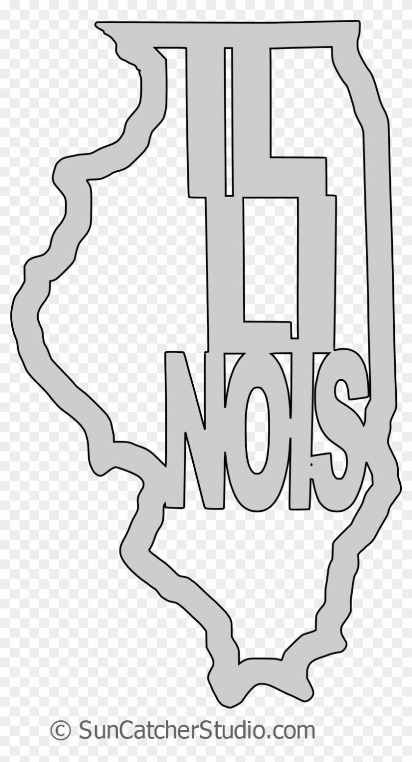 840x1553 Illinois Map Shape Text, Outline Scalable Vector Graphic, Hd Png