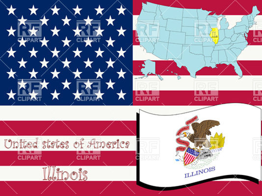 Illinois State Flag And Map Vector Image Of Signs, Symbols, Maps 534x400 Illinois State Flag And Map Vector Image Of Signs, Symbols, Maps