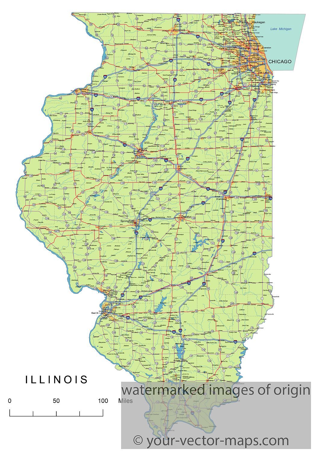 1042x1500 Illinois State Route Network Map Illinois Highways Map Cities