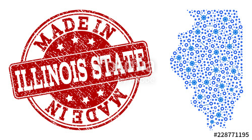 Map Of Illinois State Vector Mosaic And Made In Grunge St Map 500x278 Map Of Illinois State Vector Mosaic And Made In Grunge St Map